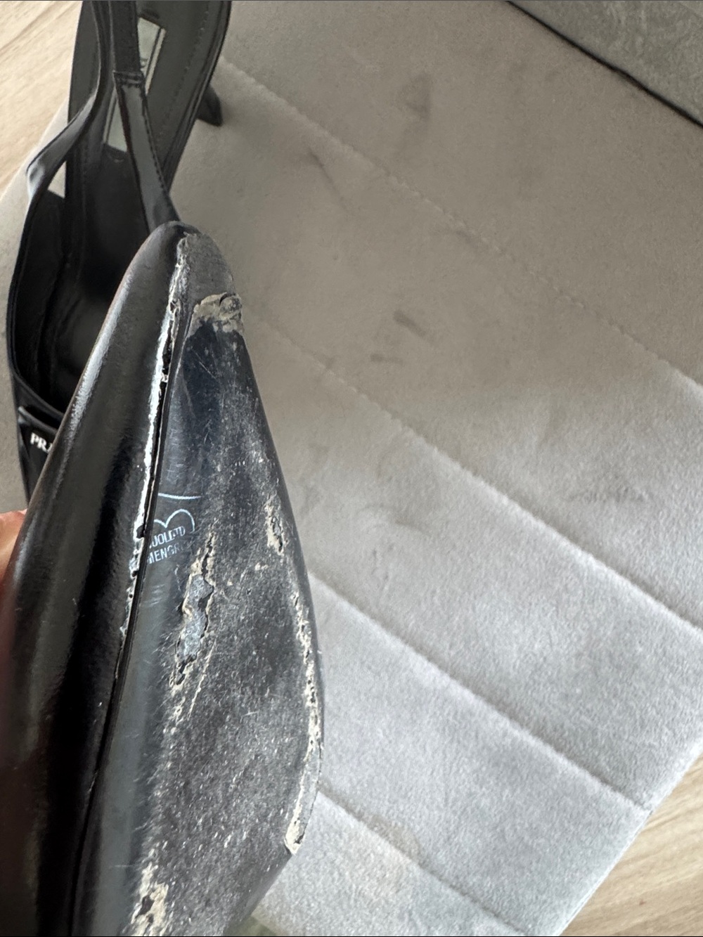 Prada Black Patent Leather Pointed Slingback Mules with Logo Plaque - Picture 3 of 5
